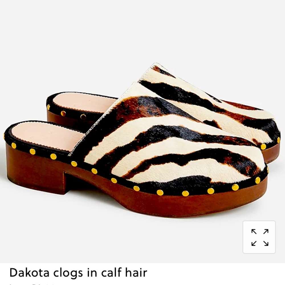 J Crew Dakota Haircalf Wood Clog NWT size 8M.